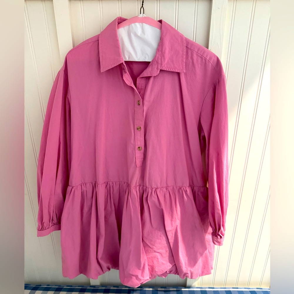 Maeve Anthropologie pink bubble dress